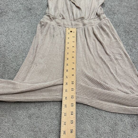 Kennedy Kened IK Ribbed Knit Wide Leg Wrap Jumpsuit Womens Small Beige Tie Strap - Picture 9 of 14